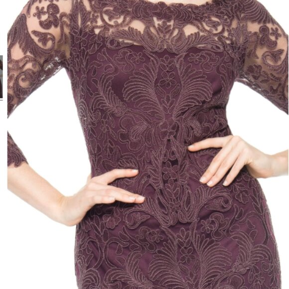 NWT Corded Embroidery on Tulle ¾ Sleeve Gown - Picture 13 of 15